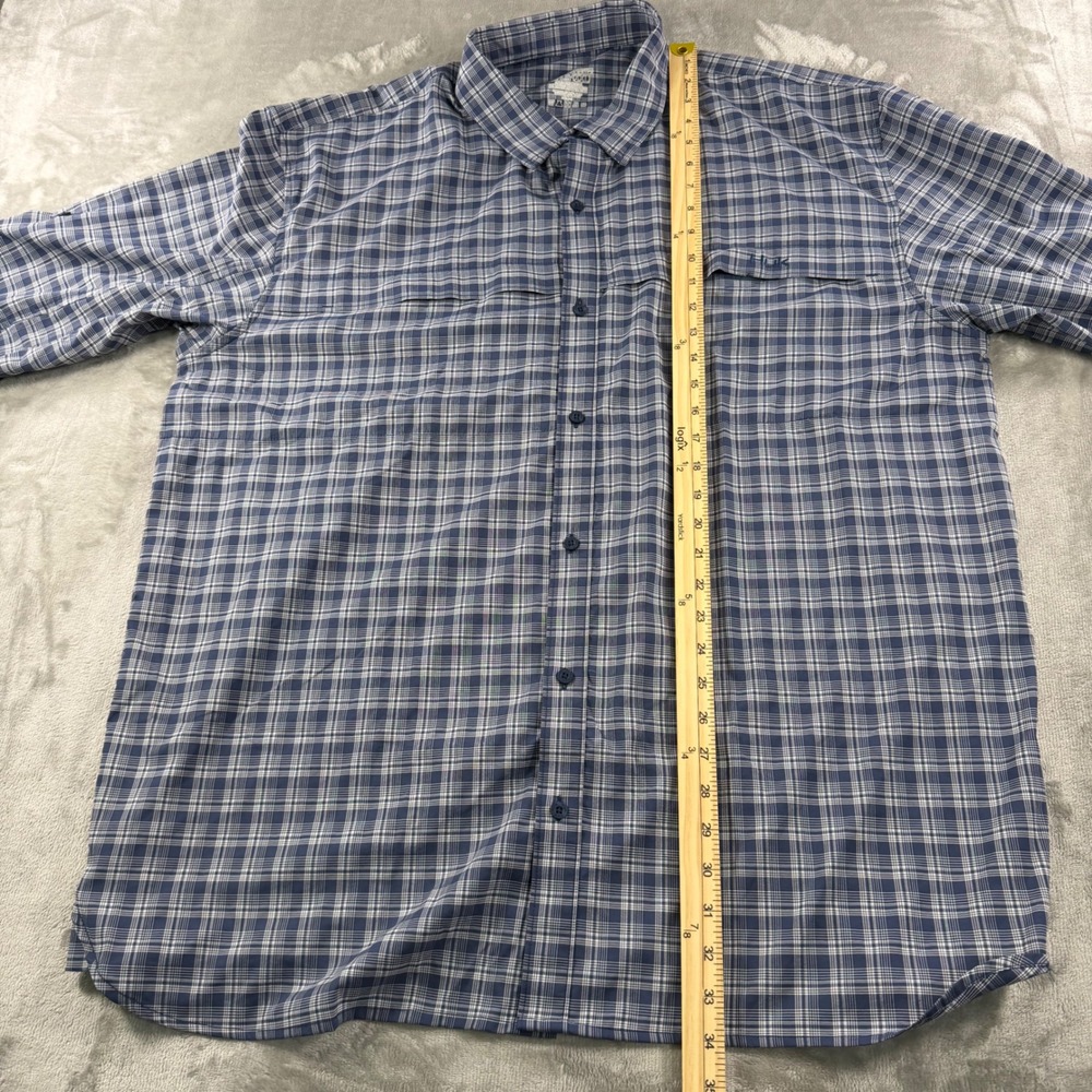 Huk Mens XXL Blue Plaid Performance Fishing Shirt LS Ventilated H1500066 - Picture 4 of 9